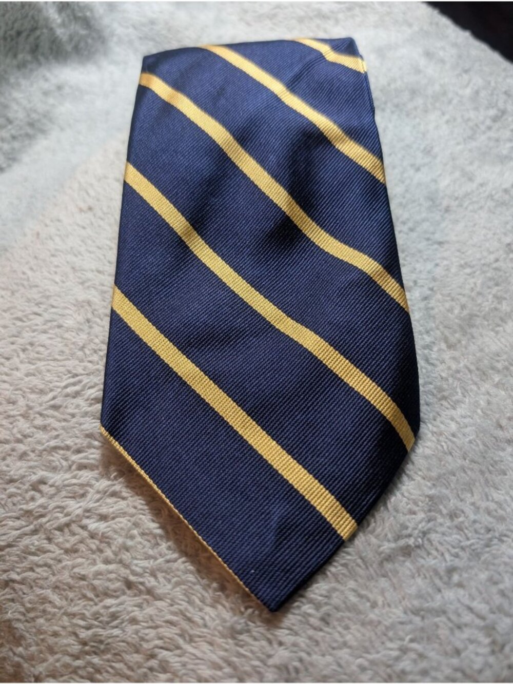 Brooks Brothers Navy & Gold Striped Pure Silk Tie Made In USA